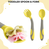 Baby Spoon and fork Set for Baby Feeding (Lemon Yellow)